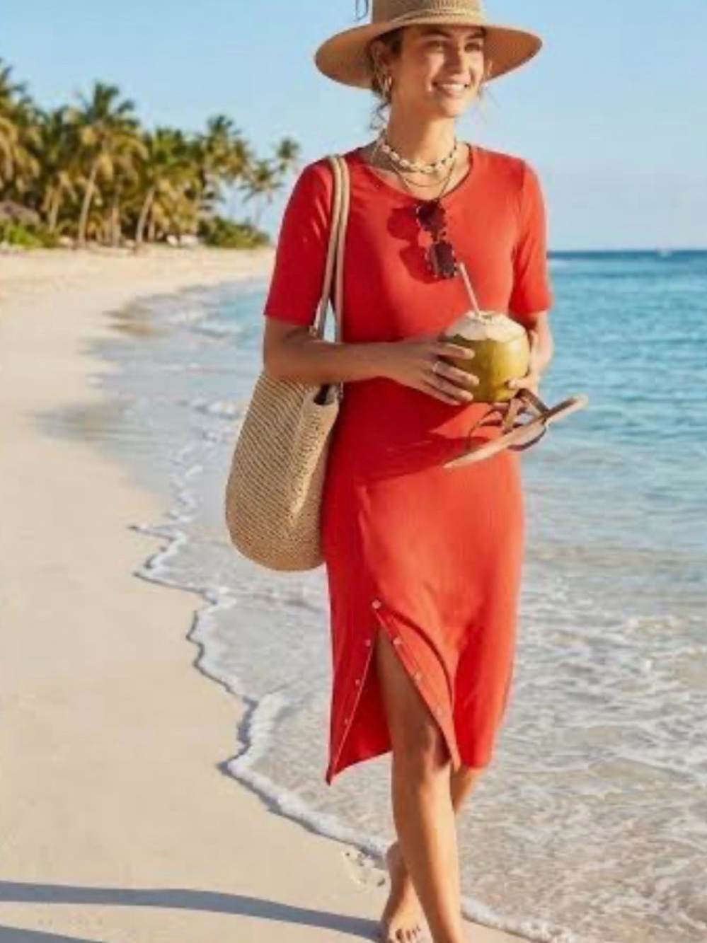 Anne Klein | Bright Orange | Crewneck Tee Dress